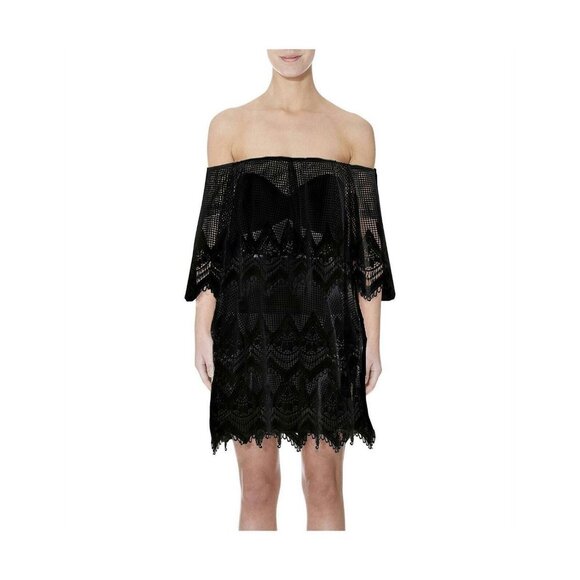 NWT Thurley Black Lace Off The Shoulder Mini Dress Size  AU 10 US 6 - Picture 3 of 10